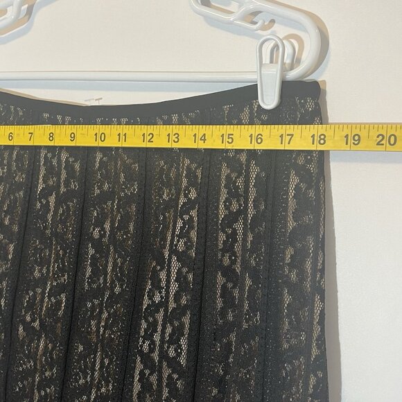 Ann Taylor Loft Pleated Mid Skirt Size 14 Black Lace Cocktail Gothic New - Picture 3 of 10